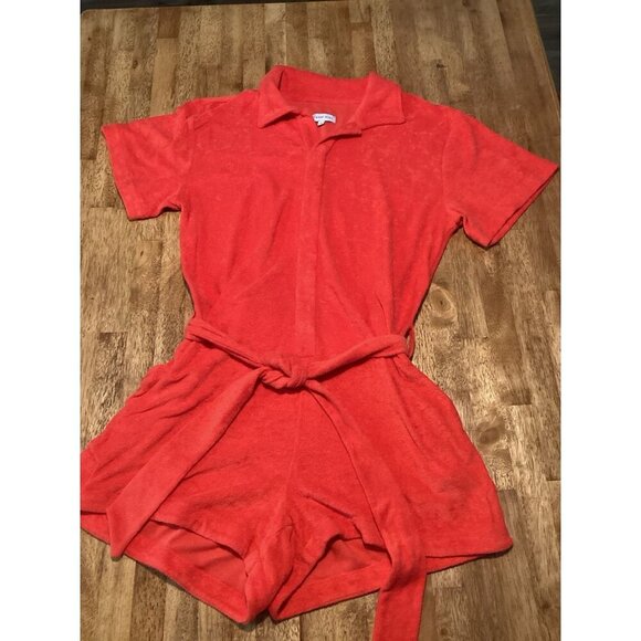 GIANNA BINNI Terrycloth Romper Red Small Cover-Up Beach Vacation Classic Preppy - Picture 2 of 9